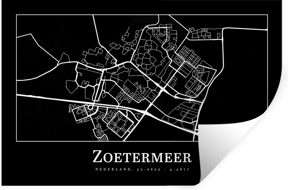 Muurstickers - Sticker Folie - Stadskaart - Kaart - Zoetermeer - Plattegrond - 120x80 cm -