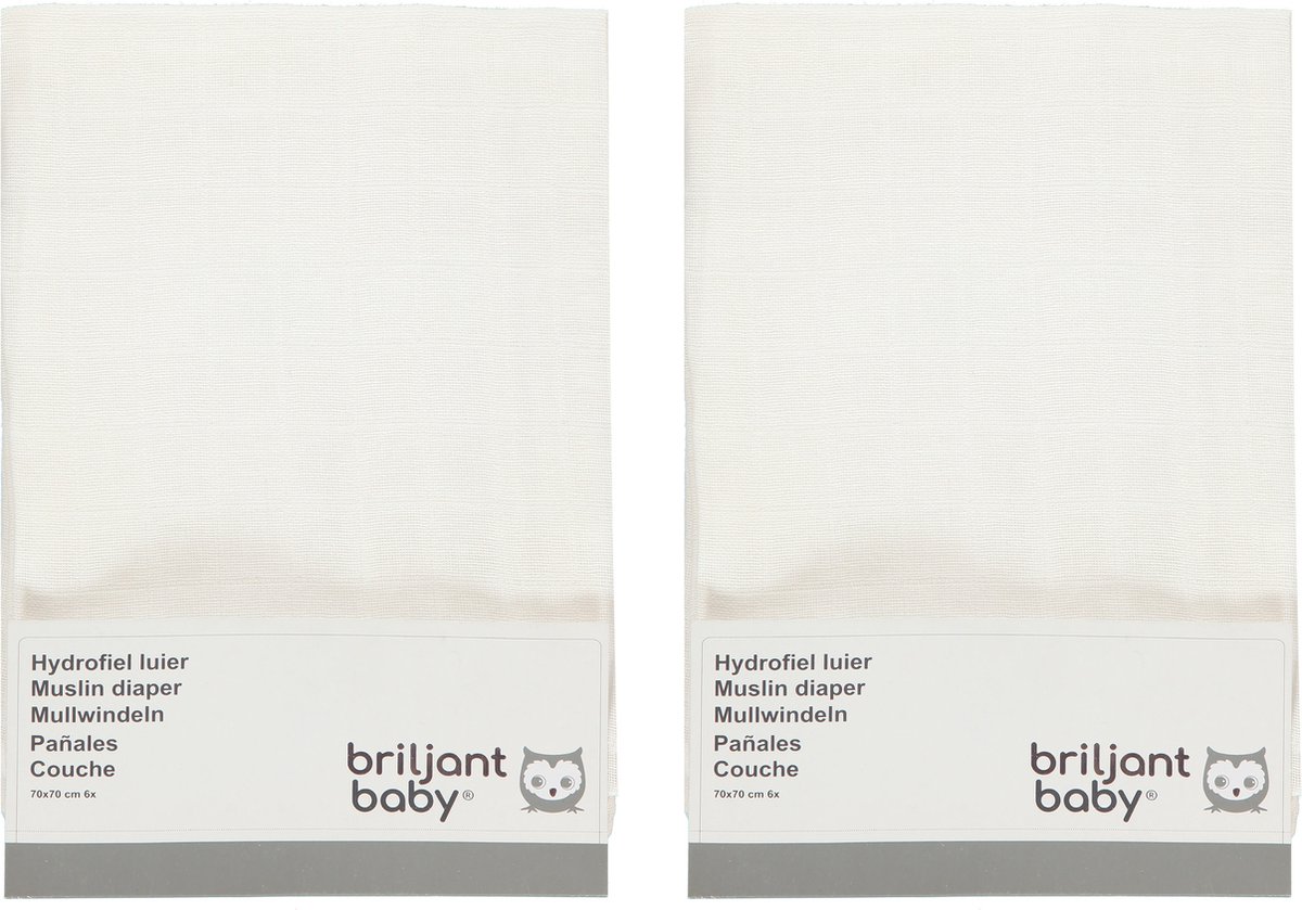 Goedkoopste Briljant Baby Luiers Hydrofiel - 12 Stuks - Wit