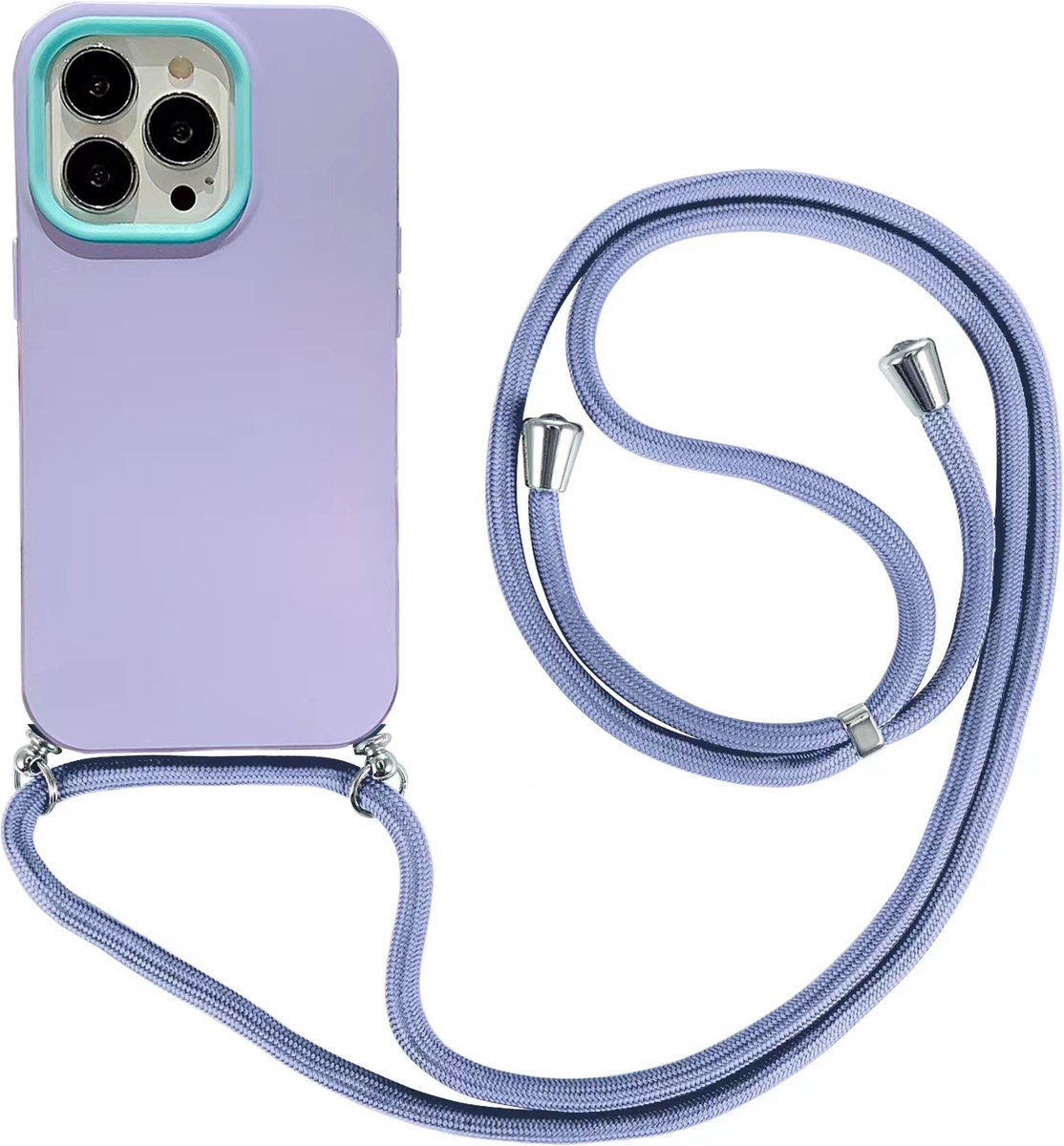 Hoesje geschikt voor iPhone 8 - Backcover - Koord - Extra valbescherming - TPU - Paars