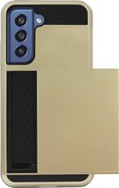 ADEL Kunststof Back Cover Hardcase Hoesje Geschikt voor Samsung Galaxy S21 FE - Pasjeshouder Goud
