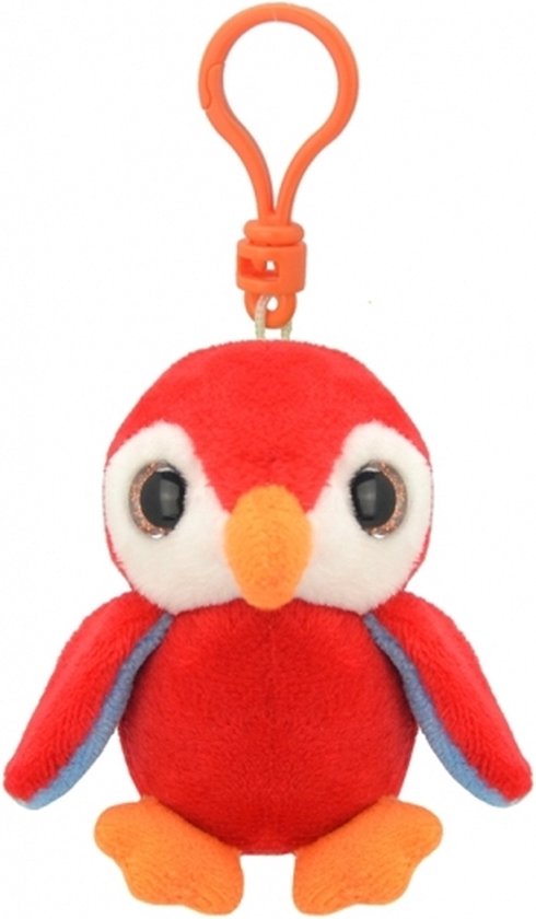 Pluche pinguin sleutelhanger rood 9 cm