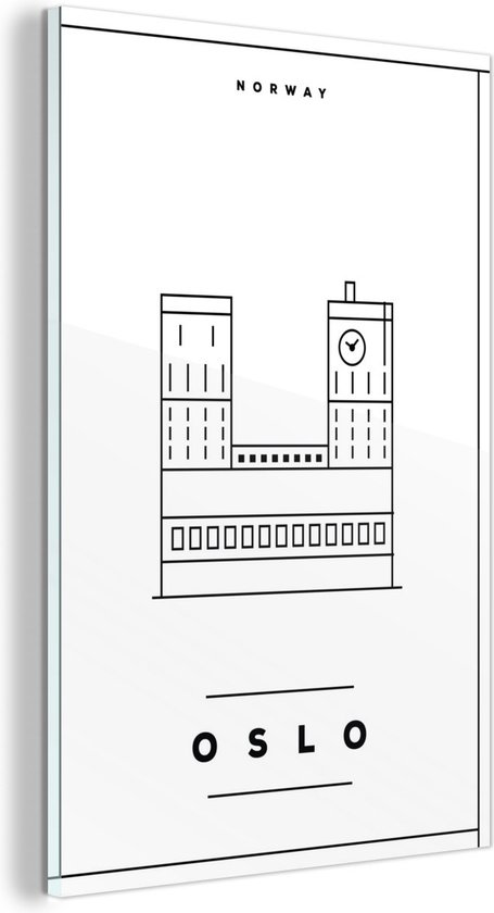 Glasschilderij - Oslo - Noorwegen - Minimalisme - 120x180 cm - Acrylglas Schilderijen - Foto op Glas