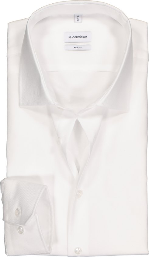 Seidensticker x-slim fit overhemd - wit structuur - Strijkvrij - Boordmaat: 40