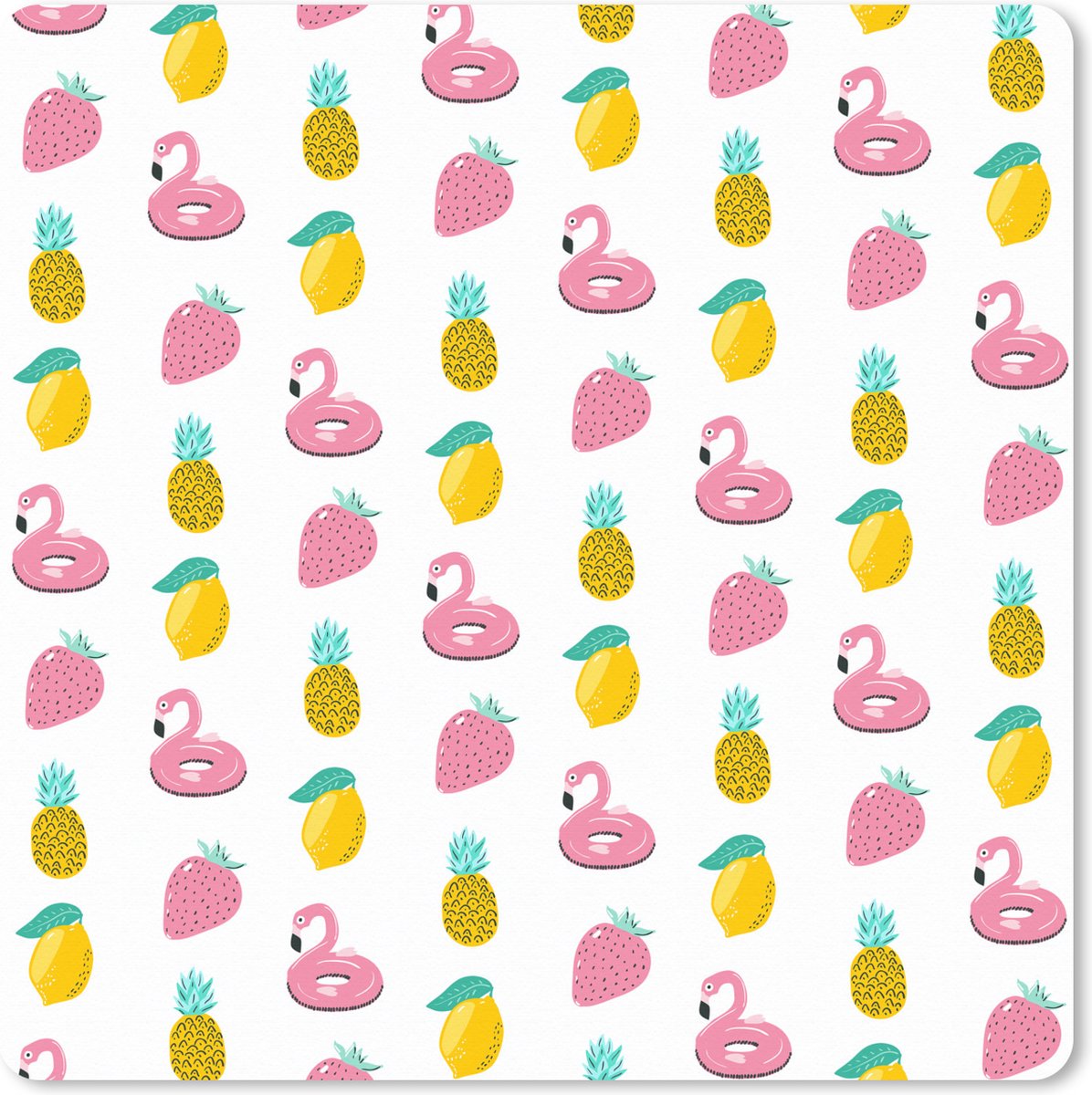Muismat XXL 80x80 cm - Bureau onderlegger - Bureau mat Zomer - Fruit - Patronen - Bureaumat - Gaming mousepad xl - Bureaulegger groot - Computer deskmat