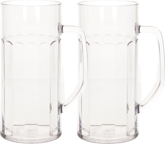 2x stuks onbreekbare bierpul transparant kunststof 30 cl/300 ml - Onbreekbare bierglazen