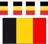 Versiering pakket vlaggen Belgie voor binnen/buiten - Vlag 150 x 90 cm en een polyester vlaggenlijn van 9 meter