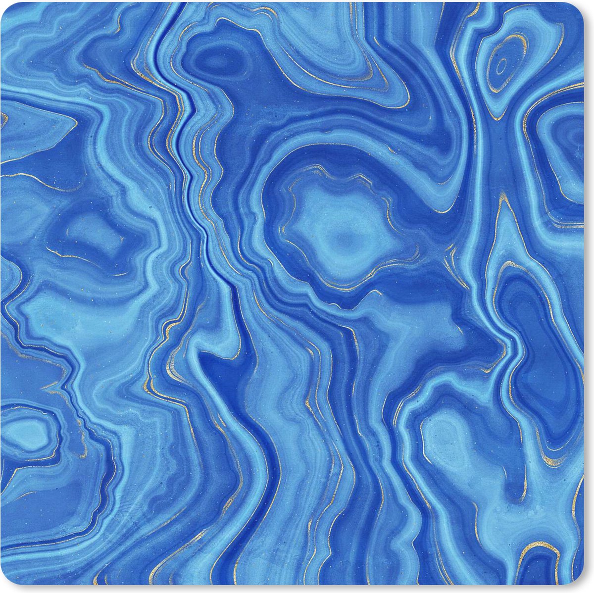 Muismat XXL 80x80 cm - Bureau onderlegger - Bureau mat Marmer - Blauw - Patroon - Bureaumat - Gaming mousepad xl - Bureaulegger groot - Computer deskmat