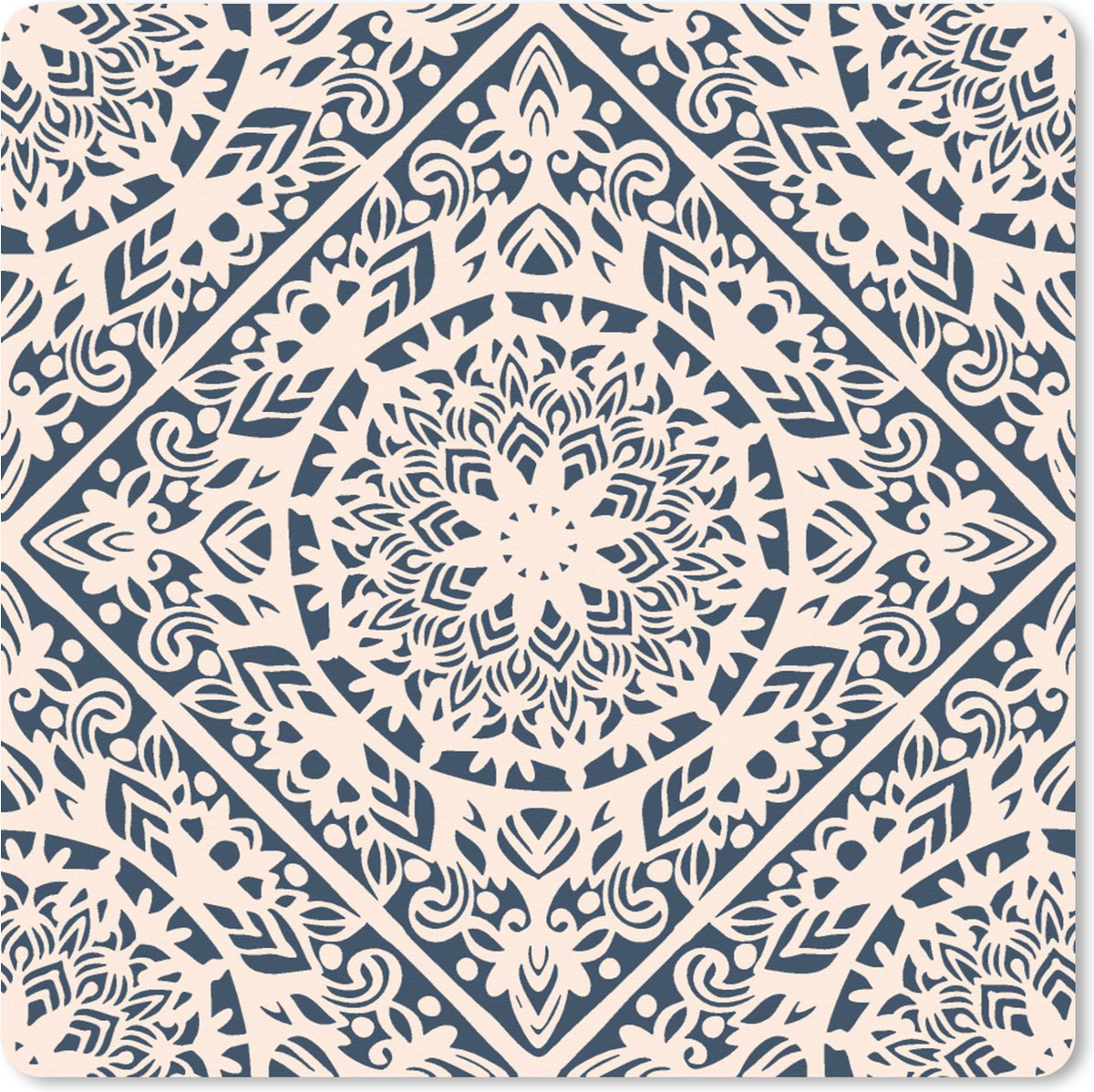 Muismat XXL - Bureau onderlegger - Bureau mat - Design - Ornament - Vintage - Retro - 60x60 cm - XXL muismat