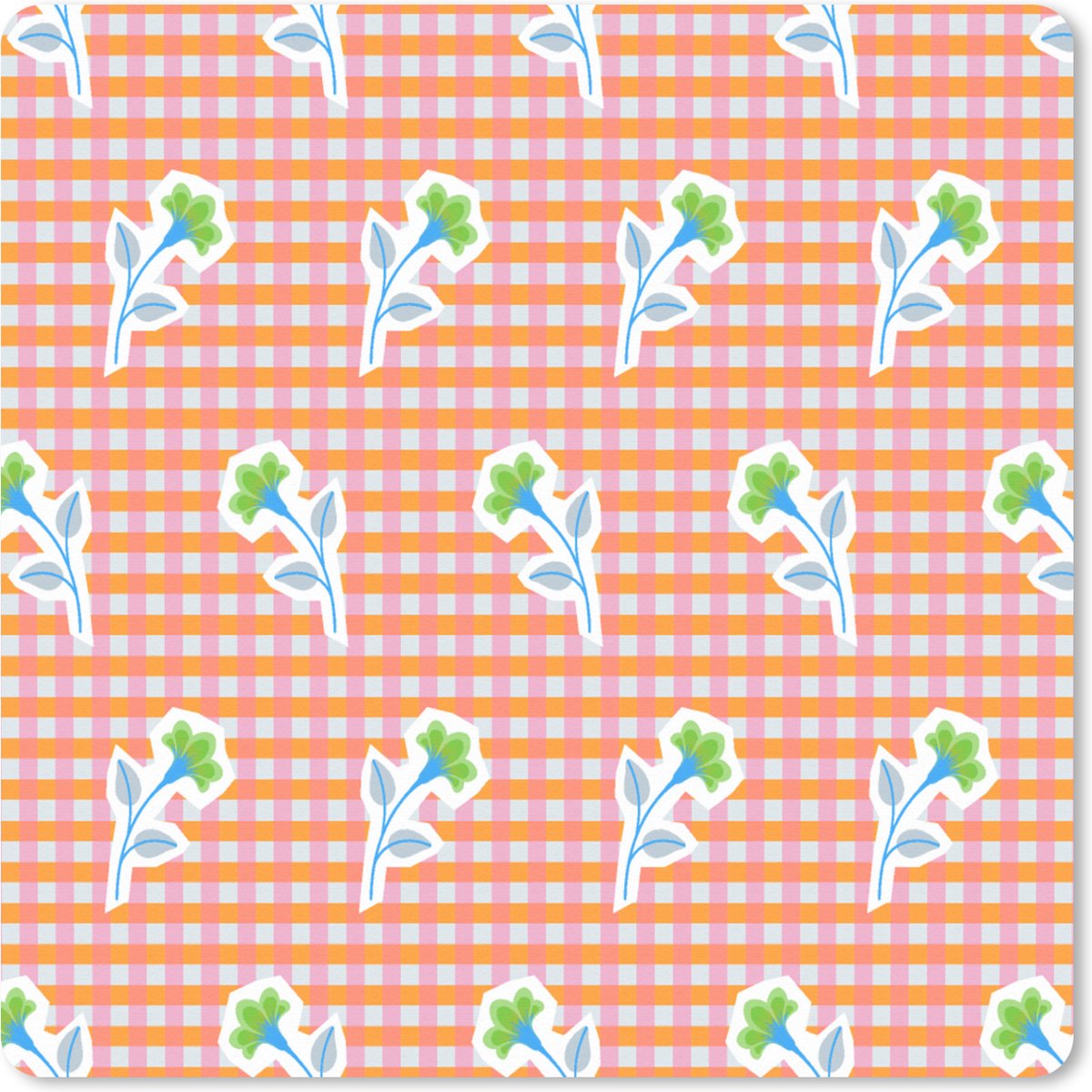 Muismat XXL 60x60 cm - Bureau onderlegger - Bureau mat Bloemen - Ruiten - Patroon - Bureaumat - Gaming mousepad xl - Bureaulegger groot - Computer deskmat