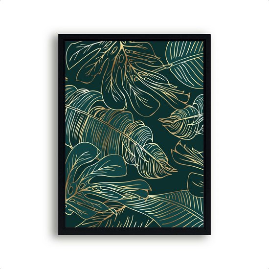 Poster Gouden botanische bananen bladeren - links / Planten / Bladeren / 30x21cm