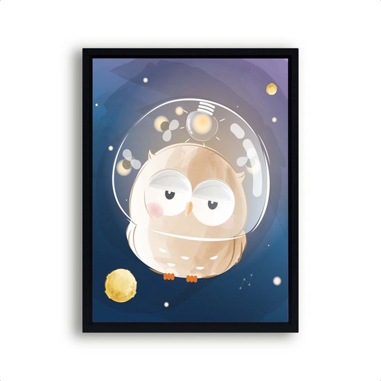 Poster Uil in de ruimte / space / Dieren / 80x60cm