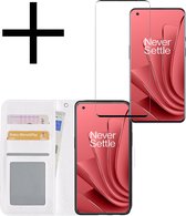 OnePlus 10 Pro Case Bookcase Flip Cover Book Case avec protecteur d'écran - Wit