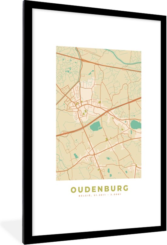 Fotolijst incl. Poster - Stadskaart - Oudenburg - Kaart - Plattegrond ...