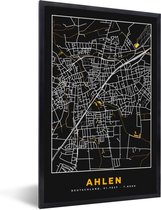 Fotolijst incl. Poster - Duitsland – Black and Gold – Ahlen – Stadskaart – Kaart – Plattegrond - 20x30 cm - Posterlijst