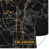 Poster Plattegrond – Erlangen – Goud – Stadskaart – Kaart - Duitsland - 50x50 cm