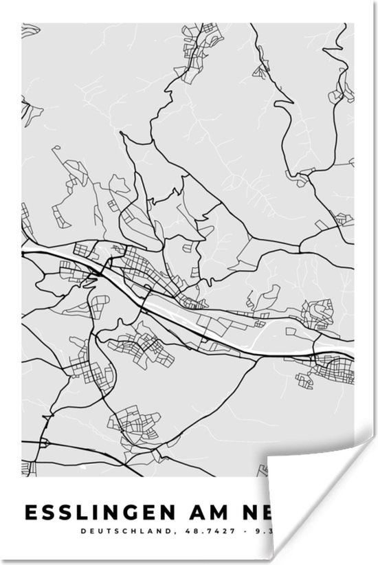 Affiche Esslingen Am Heckar - Carte - Plan de la ville - Carte - Allemagne - 60x90 cm