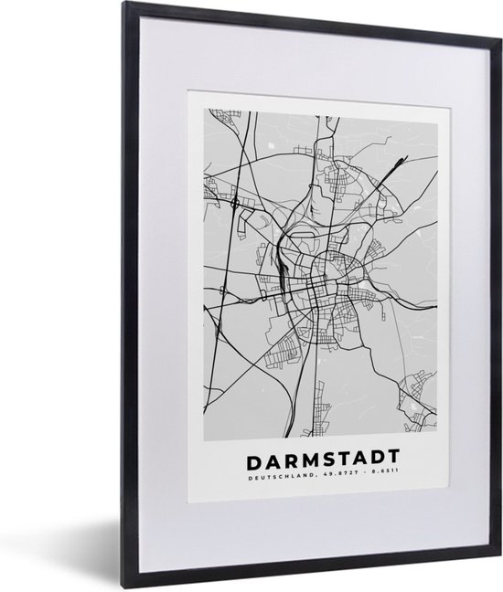 Fotolijst Incl Poster Kaart Darmstadt Duitsland Stadskaart Plattegrond Bol Com