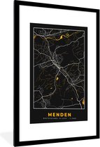 Fotolijst incl. Poster - Stadskaart – Plattegrond – Duitsland – Goud – Menden – Kaart - 60x90 cm - Posterlijst