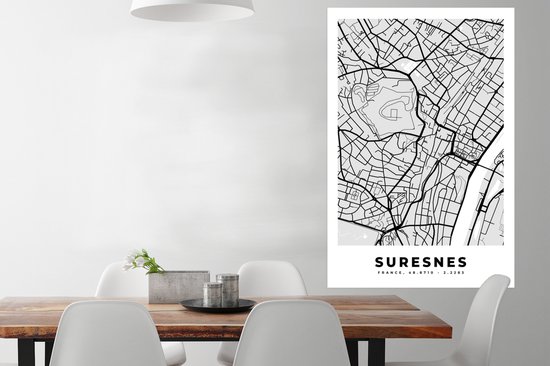 Affiche Plan – Carte – Plan de ville – France – Suresnes - 80x120 cm