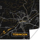 Poster Goud – Duitsland – Plattegrond – Gold – Stadskaart – Kaart – Tübingen - 100x100 cm XXL