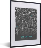 Fotolijst incl. Poster - Frankrijk – Plattegrond – Kaart – Villejuif – Stadskaart - 30x40 cm - Posterlijst