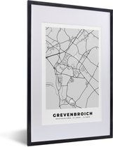 Fotolijst incl. Poster - Plattegrond - Kaart - Grevenbroich- Duitsland - Stadskaart - 40x60 cm - Posterlijst