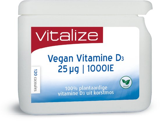 Vegan Vitamine D3 25 ug/mcg 120 caps. - Vegan vitamine D3 afkomstig van