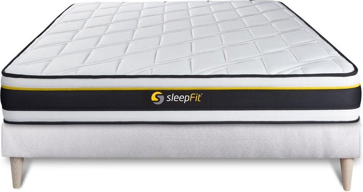 Complete boxspring met matras tweepersoons- Sleepfit Soft wit - X-Active schuim met microluchtcellen - 180 x 220 cm