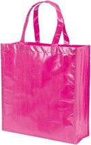 Boodschappentassen shoppers fuchsia roze 38 cm - Tassen en shoppers