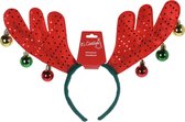 Rendier diadeem/haarband met pailletten en belletjes  - Kerst rendier accessoires