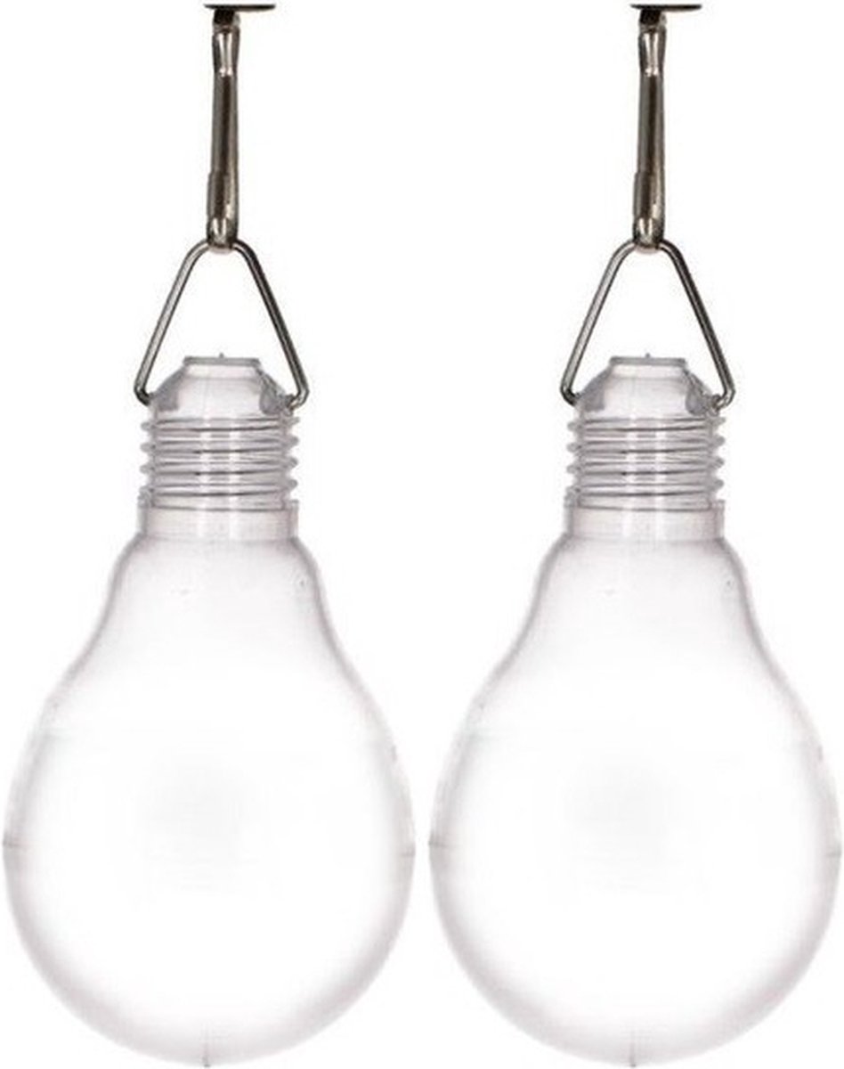 Bol.com 2x Buiten verlichting solar lampenbolletjes wit 11,8 cm - Tuinverlichting/feestverlichting lampjes op zonne-energie aanbieding