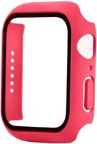 Smartphonica Hoesje met glazen screenprotector voor Apple Watch 44mm - Rood / Glas geschikt voor Apple Watch