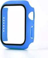 Smartphonica Hoesje met glazen screenprotector voor Apple Watch 41mm - Blauw / Glas geschikt voor Apple Watch