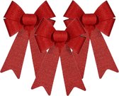 3x stuks kerstboomversieringen grote ornament strikjes/strikken rood dots 22 x 38 cm - Met ophanging