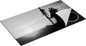 Chefcare Inductie Beschermer Indiaan met een Speer bij Zonsondergang - Zwart Wit - 95x50 cm - Afdekplaat Inductie - Kookplaat Beschermer - Inductie Mat