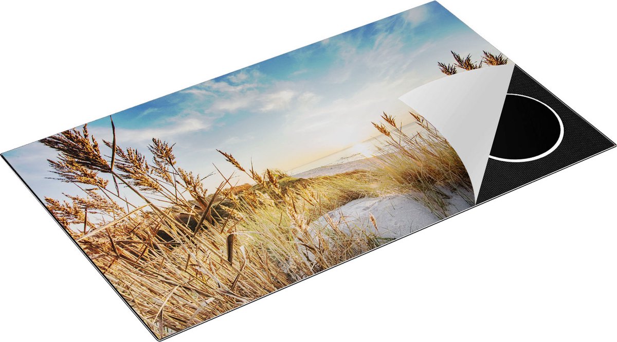 Chefcare Inductie Beschermer Strand en Zee vanuit Duinen met Zonsondergang - 90x50 cm - Afdekplaat Inductie - Kookplaat Beschermer - Inductie Mat