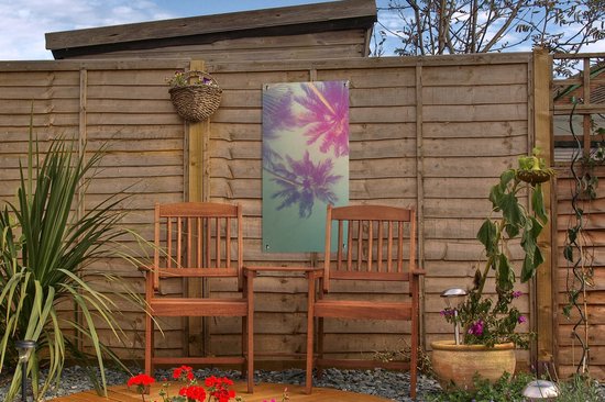 Tableau de jardin - Jardin - Palmier - Feuilles de palmier - Été - 30x60 cm - Toile de clôture - Toile de jardin