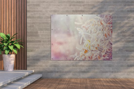 Tableau jardin hiver - Affiche jardin - Toile jardin - Neige - Branches - Nature - Hiver - Décoration de jardin - 160x120 cm