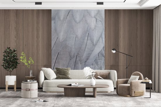 Papier peint Papier peint photo en vinyle - Structure de plumes blanches largeur 160 cm x hauteur 240 cm - Tirage photo sur papier peint (disponible en 7 tailles)