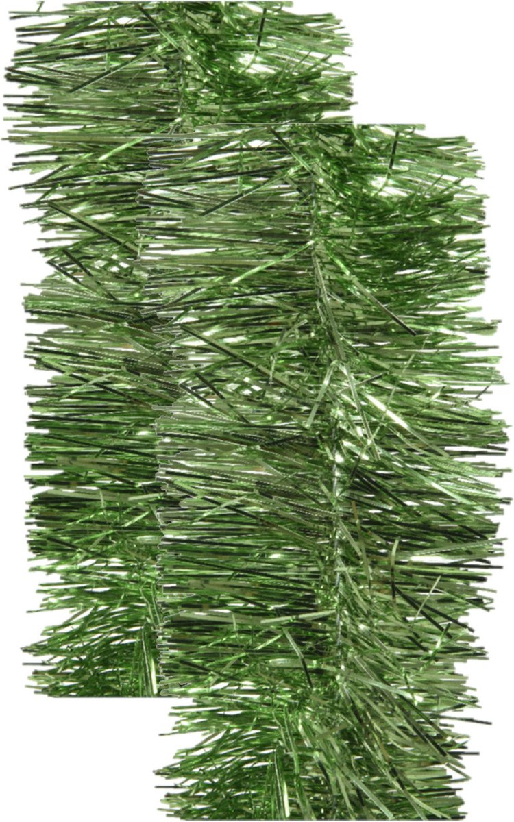 2x Kerstslingers groen 270 cm - Guirlandes folie lametta - kerstslingers kerstversiering