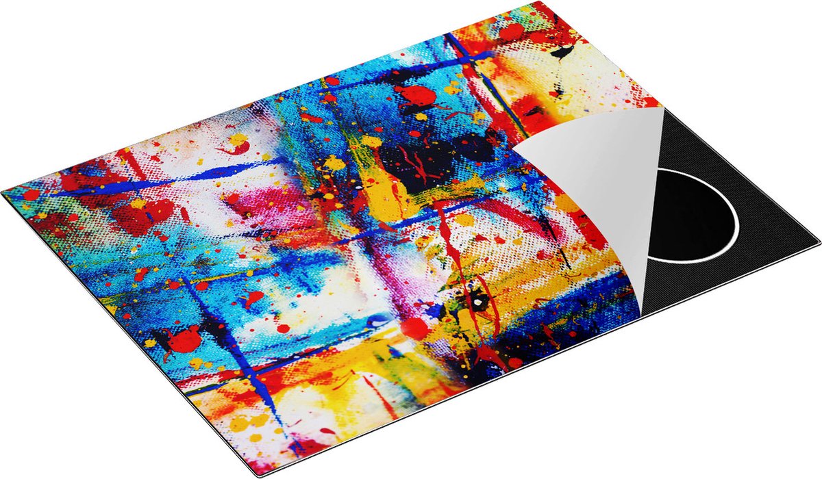 Chefcare Inductie Beschermer Abstracte Kunst - Kleurvolle Hand Gemaakte Acryl - 70x55 cm - Afdekplaat Inductie - Kookplaat Beschermer - Inductie Mat