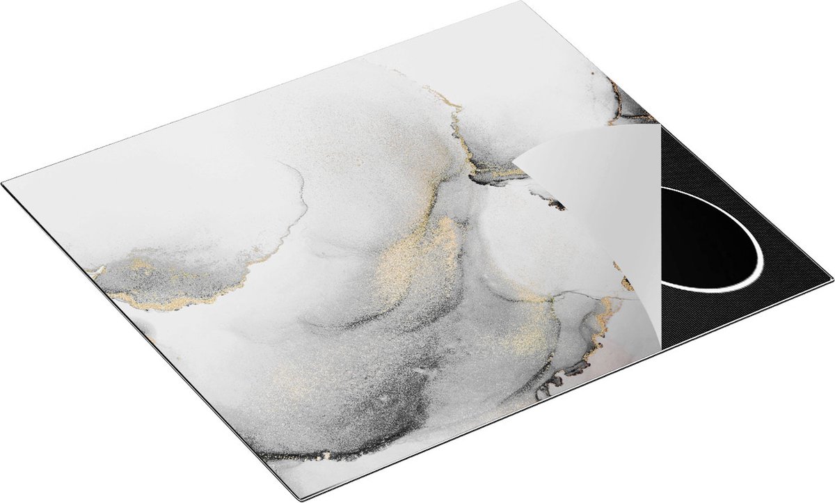 Chefcare Inductie Beschermer Abstracte Kunst - Donker Goud Marmer - 59x52 cm - Afdekplaat Inductie - Kookplaat Beschermer - Inductie Mat
