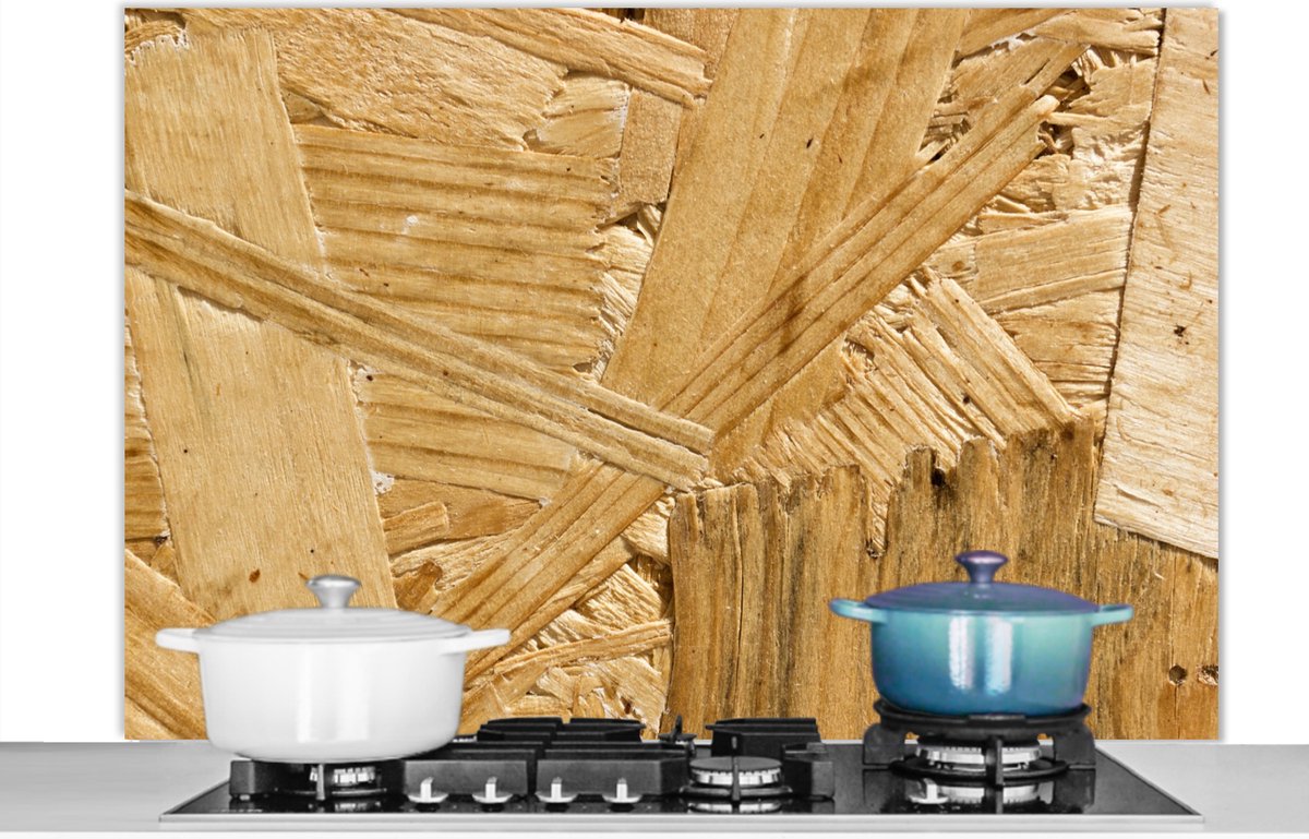 Spatscherm keuken - Achterwand keuken - Hout - Plank - Structuur - Patroon - Spatwand - 120x80 cm