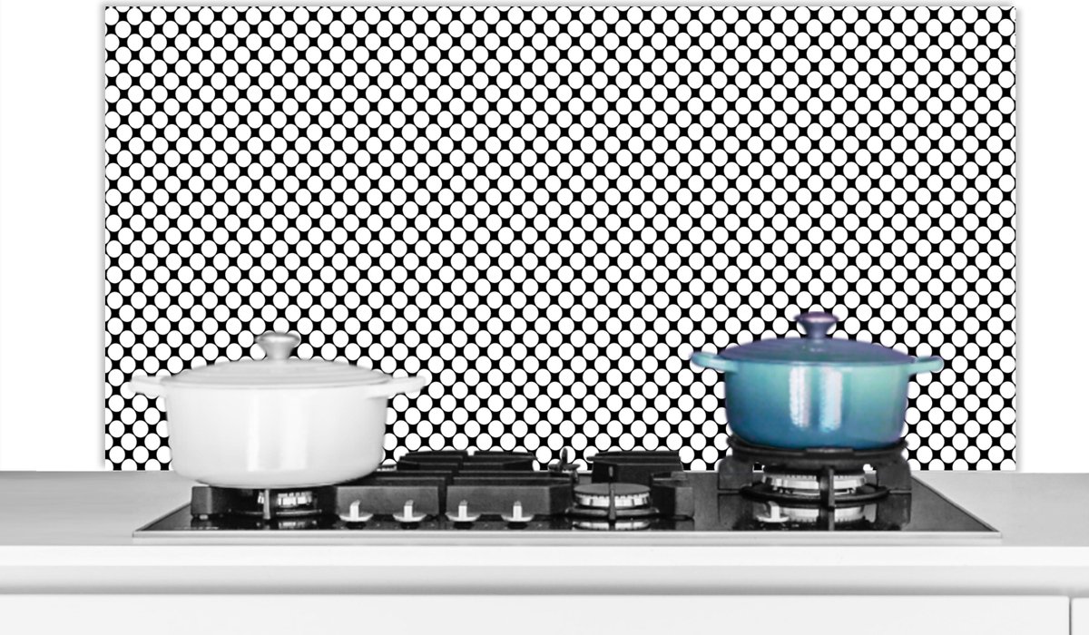 Spatscherm - Patronen - Stippen - Keuken - Zwart - Wit - 120x60 cm - Spatwand
