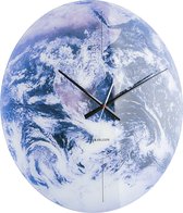 Wandklok Earth - Glas, Blauwe tonen - Ø60cm