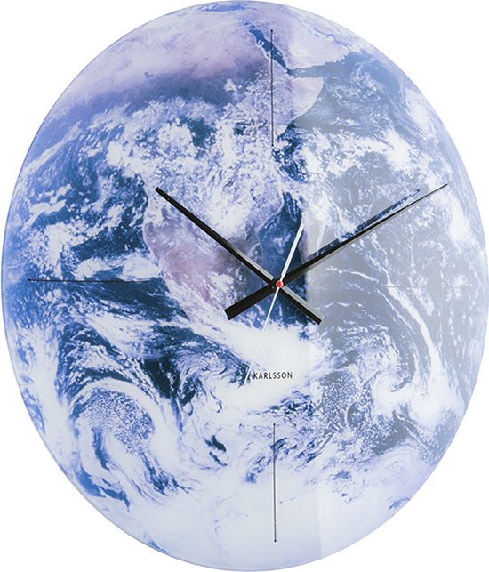 Karlsson Earth - Horloge murale - Glas - Ø60cm - Blauw