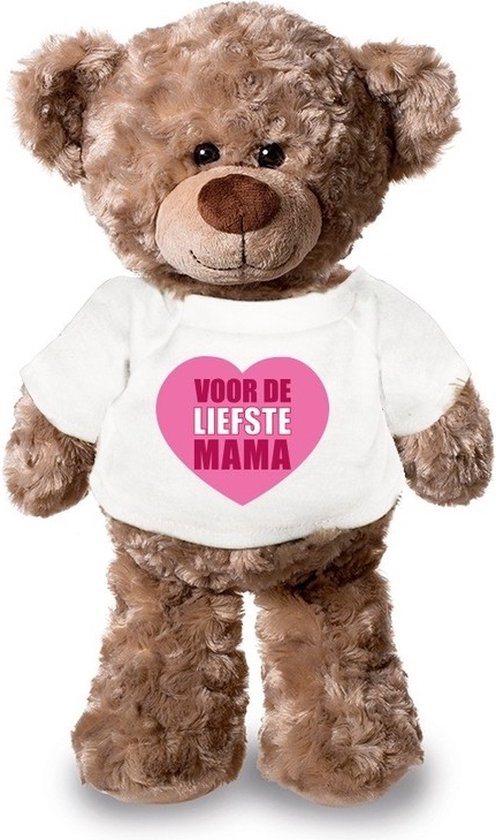 Ours en peluche Dearest Mommy avec chemise blanche et coeur 24 cm - Cadeau de la fête des mères