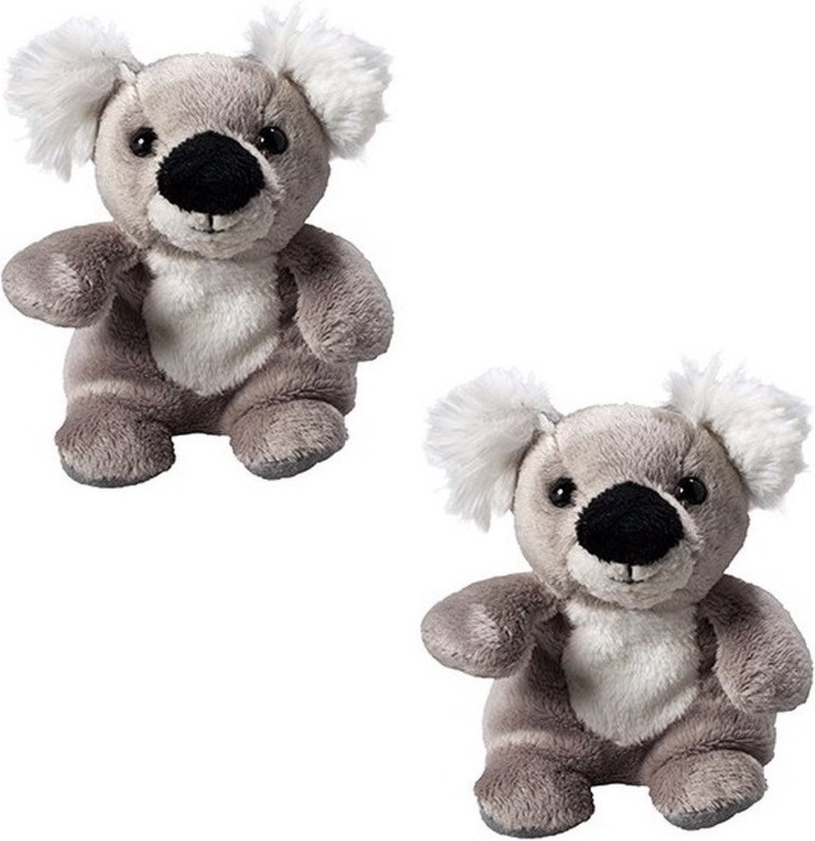 MBW Knuffel Koala - 2x - grijs - 11cm - pluche - knuffeldier - zittend -