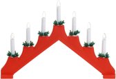 Rode kaarsenbrug met 7 lampjes 41 x 30 cm - Kerst verlichting - Vensterbank decoratie