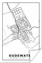Poster Kaart - Oudewater - Plattegrond - Stadskaart - 40x60 cm